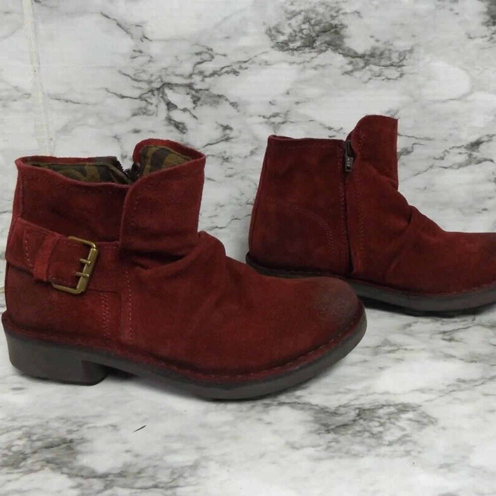 NEW FLY London Leather Ankle Boots Buckle Detail